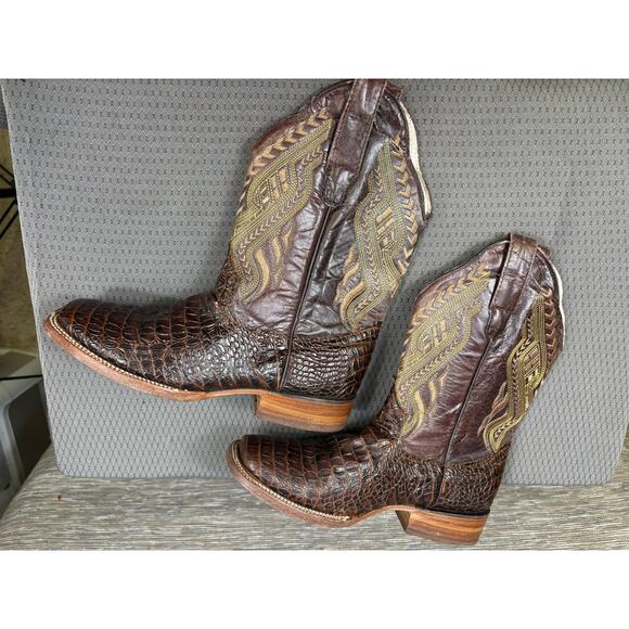 Herencia Boots Mens Size 6 Brown Leather Western Croc Print Square Toe main image 8